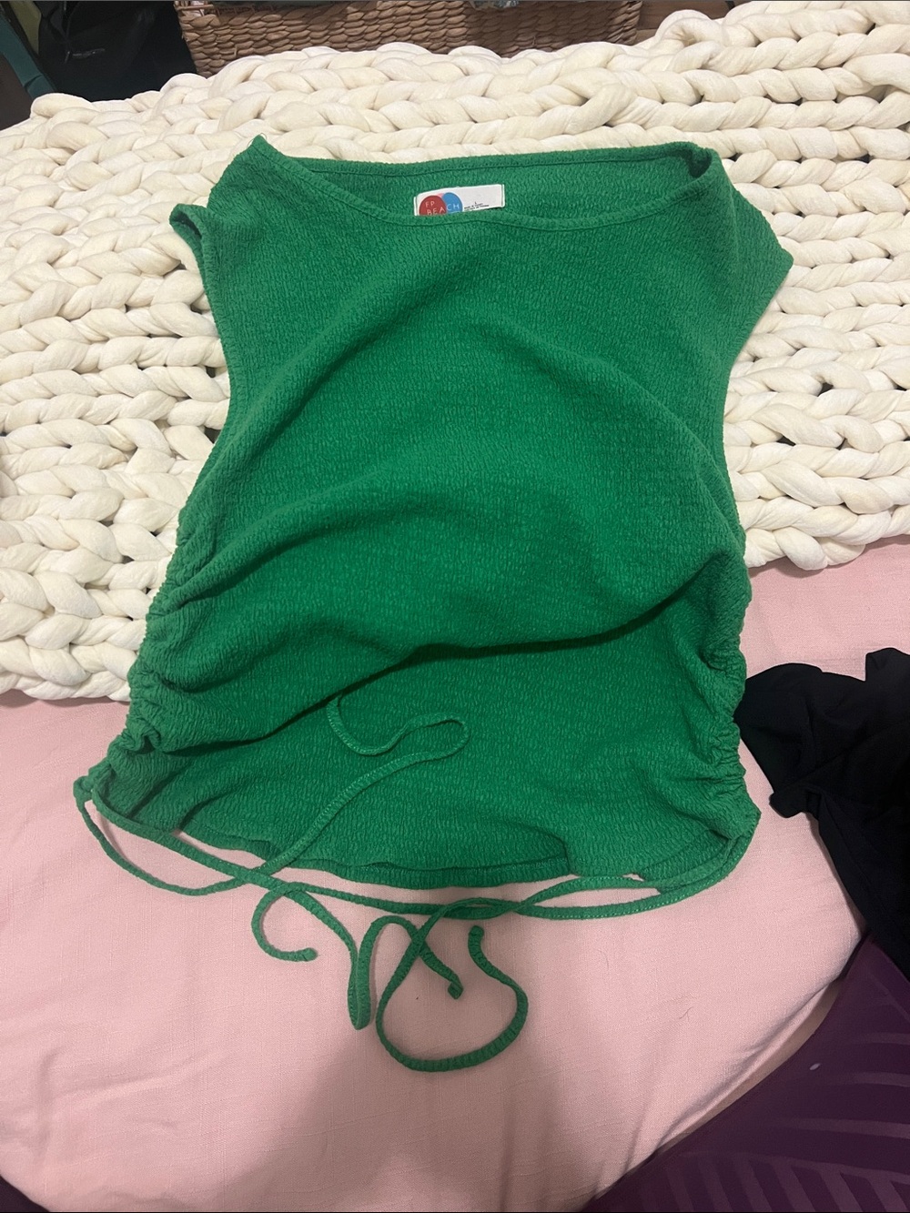 Free People Green Ruched Tank Top